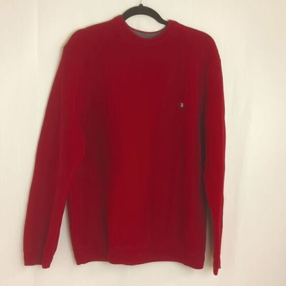 Chaps Red Herringbone Sweater Heavy Cotton Size XL - Picture 1 of 5